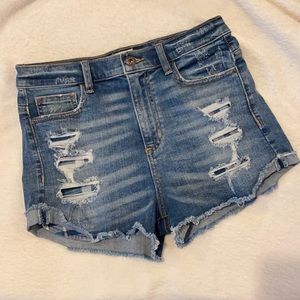 🎉HP🎉 High rise ripped shorts with plaid surprise
